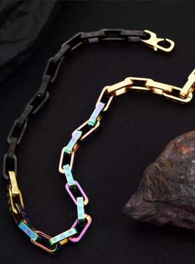 钛钢方形厚重花纹男士古巴链