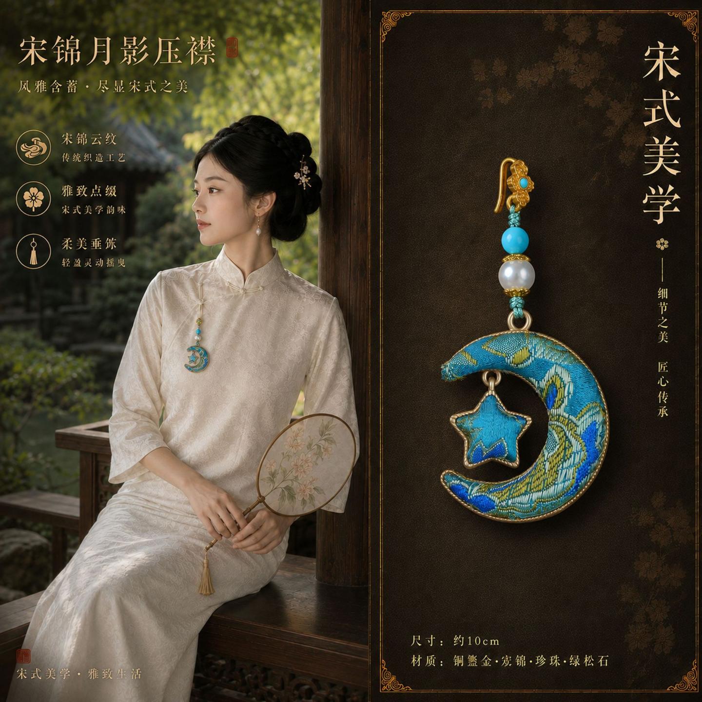 新中式宋锦旗袍压襟挂饰配件汉服