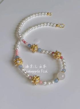 海棠记贝珠女白玛瑙项链汉服·