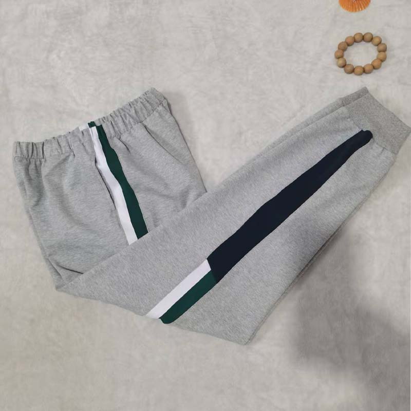 浅灰色校服裤子中小学生运动长裤束腿裤墨绿色白色藏蓝色拼接校裤