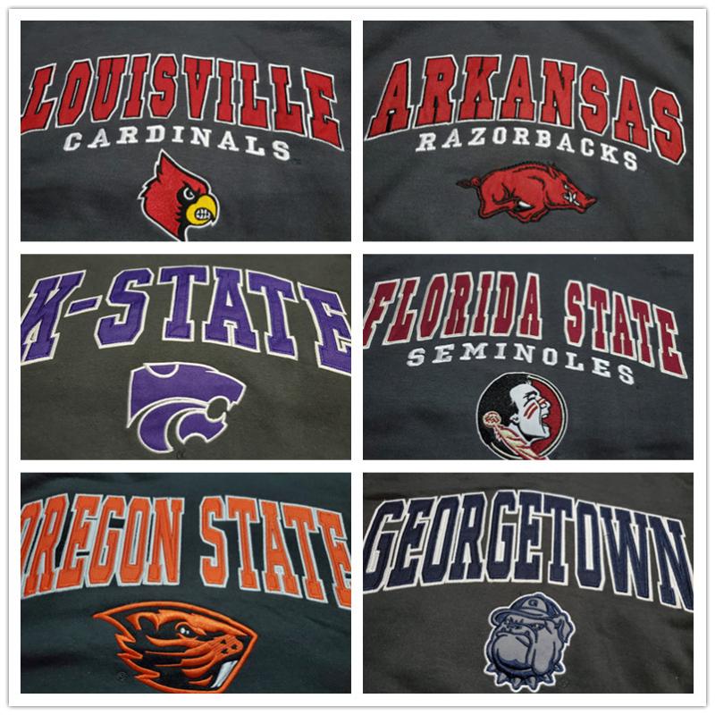 刺绣ncaa刺绣加绒卫衣连帽衫篮球