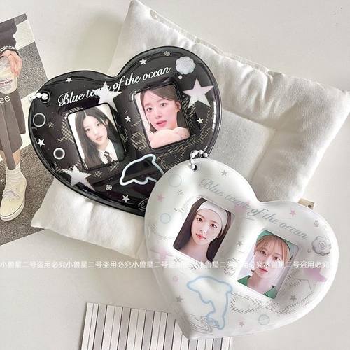 原创ins可爱CP1寸照爱心挂件卡套爱豆大头贴钥匙扣照片证件照格套