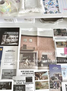 韩国OAB同款人物202hosil杂志建筑复古手账装饰素材拼摆拍贴纸包