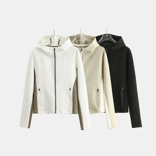 轻又暖DST显瘦女士拼接连帽外套