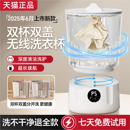 双杯内衣内裤洗衣机无线迷你袜子专用小型便携一体机全自动洗衣杯