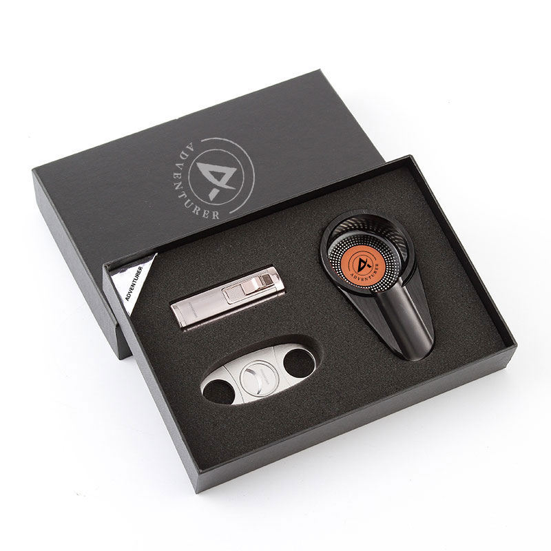 ADVENTURER雪茄三件套雪茄打火机烟灰缸雪茄剪刀实用套装开孔器钻