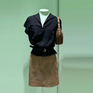 收腰上衣 不退不换 层次感纽扣搭片拼接 特惠179 定制腰带 原439