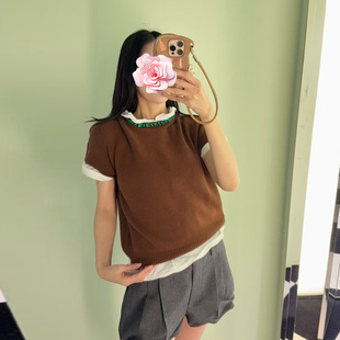 25新款 特惠249 大颗彩色水钻 短袖 不退不换 羊毛针织衫 原419