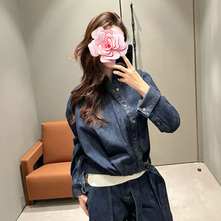 不退不换 原549 特惠299 26新款 斜开襟 腰带衣摆 衬衣款牛仔外套