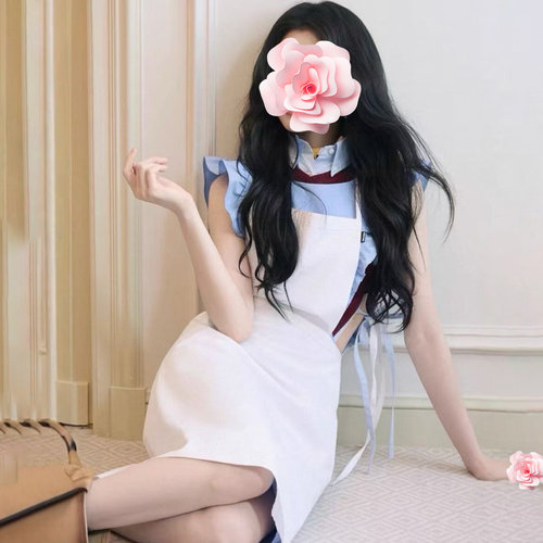 系带高腰A摆挂脖纯棉围裙