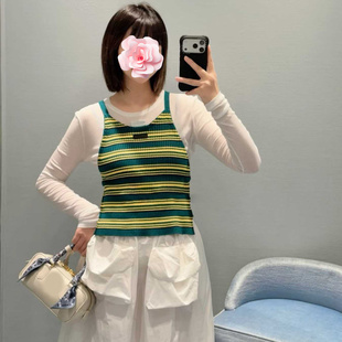 26新款 不退不换 原329 特惠169 交叉系带针织背心 撞色条纹