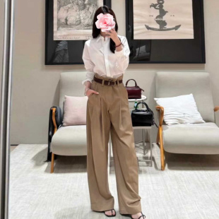 26新款 特惠259 经典 珠链 不退不换 高腰压褶阔腿直筒长裤 原489