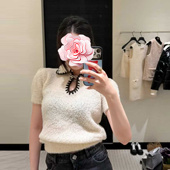 原439 短袖 特惠289 不退不换 28新款 水钻蝴蝶结搭钩 羊毛针织衫