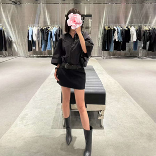 仿皮腰带拼接 不退不换 斜纹羊毛 特惠209 高腰包臀半身裙 原439