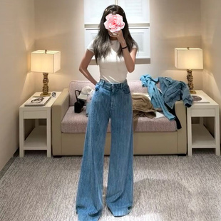 不退不换 原939 特惠729 26新款 香奶奶 烫钻 高腰微喇灯芯绒长裤