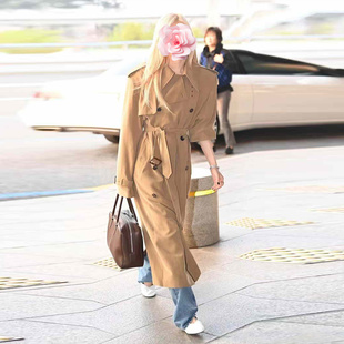 朴彩英同款 不退不换 24新款 特惠439 腰带收腰宽肩长风衣 原789