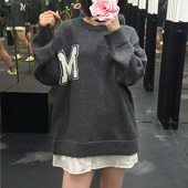 拼接假两件羊毛针织衫 不退不换 26新款 字母提花 原409 特惠289