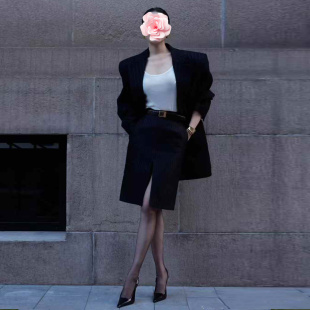 原439 缎面镶边 特惠249 精纺羊毛 前开衩半身裙 25新款 不退不换