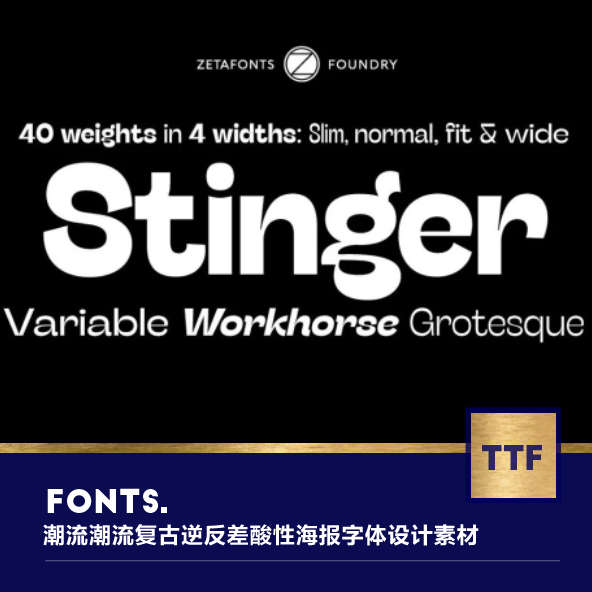 一套潮流时尚艺术简约逆反差酸性海报创意字体font设计素材