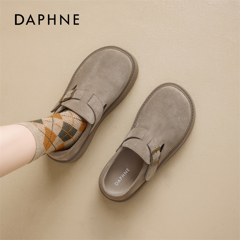 达芙妮厚底全包勃肯鞋女款2026春季新款软底休闲单鞋一脚蹬乐福鞋