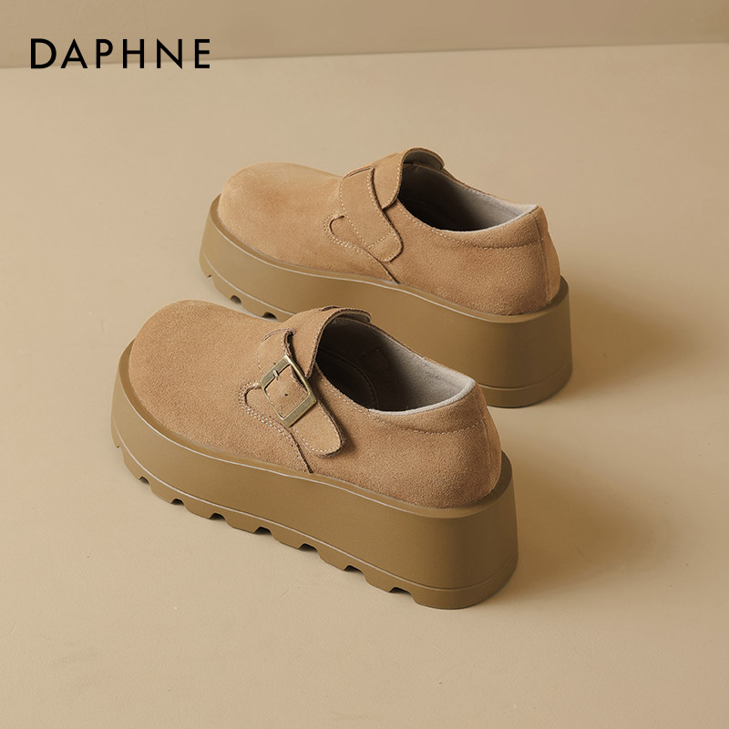 达芙妮厚底勃肯鞋女2025春季新款全包真皮女鞋增高软底一脚蹬单鞋