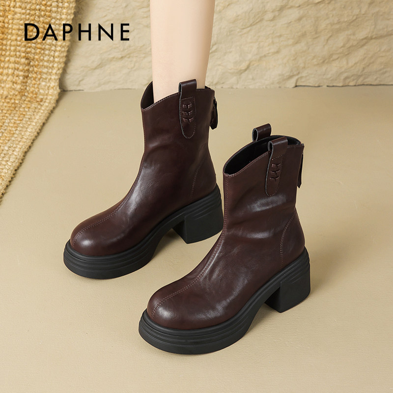 达芙妮马丁靴女款2025新款秋季增高显瘦英伦风切尔西靴高跟短靴