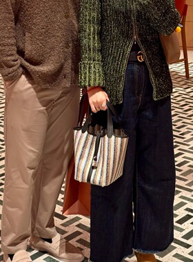 手工蜡线缝制刺绣菜篮子包布拼皮picotin18水桶包休闲通勤百搭包