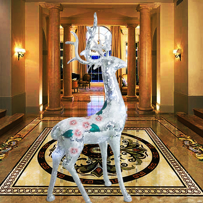型玻璃钢马赛克动物工艺品 圣诞鹿酒店 玄关 客厅 长角鹿摆件