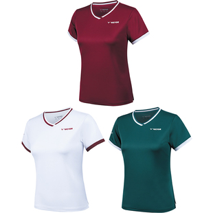胜利VICTOR威克多羽毛球服女短袖上衣速干透气黄雅琼同款T-51038