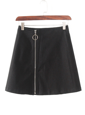 碧系列 夏季新款品牌女装库存折扣A字型黑色牛仔短裙F1887C