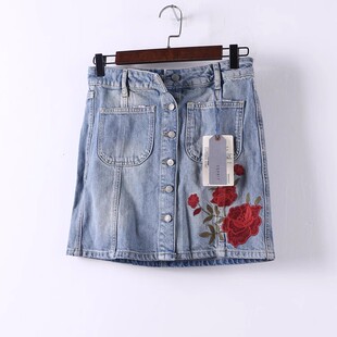 品牌库存折扣重工绣花牛仔半身裙D390 孤品系列 女装 新款 夏季