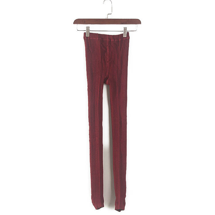 mj系列 新款专柜库存折扣酒红色8字花踩脚袜y5457