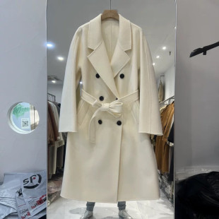 气质经典 2026冬30羊绒大牌系腰带绵羊毛外套 双面羊绒大衣女中长款