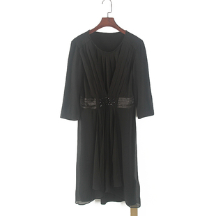 库存折扣修身 非系列 专柜女装 春秋款 显瘦黑色连衣裙Y2358B 新品