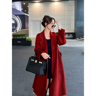 高端气质中长款 韩版 毛呢外套 大牌双面羊绒大衣女2026秋冬新款 经典