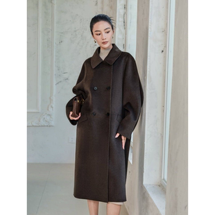 可拆卸领羊毛呢外套 韩版 30羊绒大衣2026新款 双面羊绒大衣女中长款