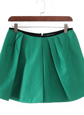 品牌系列 新品春秋款专柜女装库存折扣时尚皱褶绿色裙裤F1503C