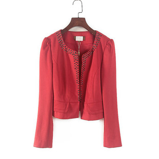 新品 钉珠红色短款 春秋款 库存折扣时尚 外套Y2288B 专柜女装 非系列