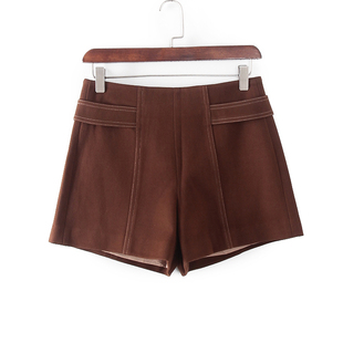 咖啡色百搭显瘦休闲短裤 品牌库存折扣女装 F920 春秋新款 索系列