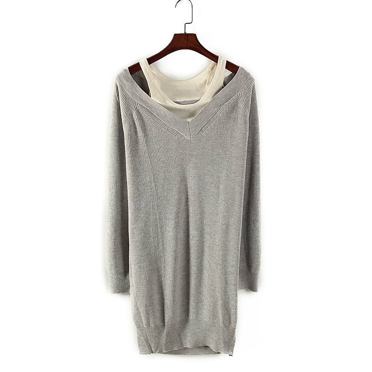 针织连衣裙v领针织连衣裙