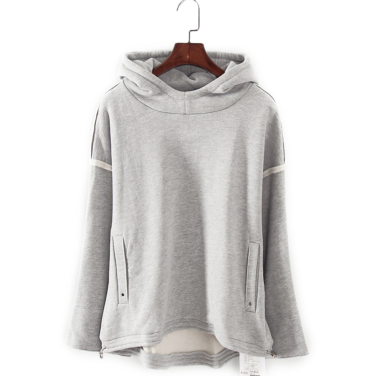 G系列 春秋新款品牌女装库存折扣灰色后背印花连帽卫衣F1528