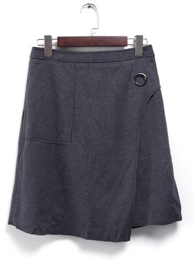 孤品系列 春秋新款女装品牌库存折扣深灰色休闲半身裙D60-6