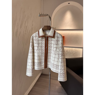 2026新款 重工刺绣羊皮羊毛羊绒短外套宽宽松翻领拉链夹克 H家同款