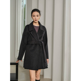 2026新款 系带收腰显瘦双面羊绒呢子外套 30山羊绒大衣女中长款