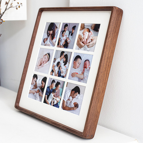 一框里摆台实木榫卯9宫格相框