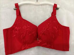 爱戴6376内衣中厚AB杯无钢圈厚杯刺绣聚拢收副乳红色调整型文胸