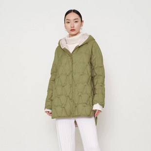 深林密语 绿黑咖色羽绒服女短款轻薄羽绒宽松时尚气质冬季新