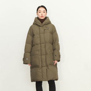 千峰隐翠 绿黑卡其色羽绒服女中长款保暖羽绒宽松时尚气质冬