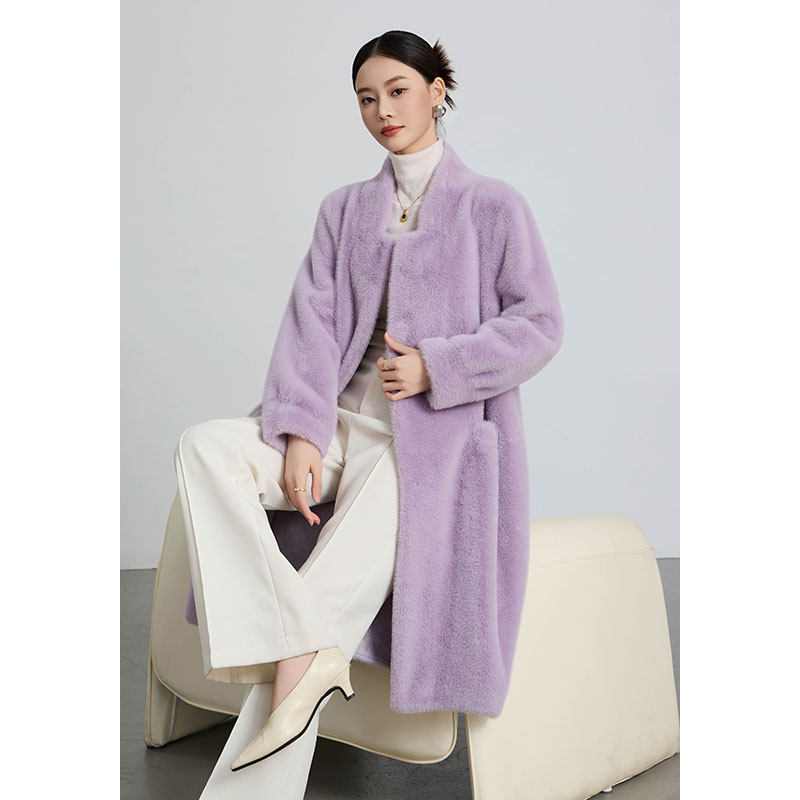貂绒中长款茧型廓版宽松贵妇装