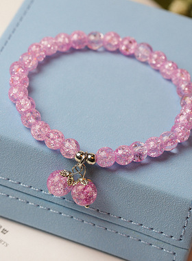 百搭甜美风单圈爆花晶多色手串